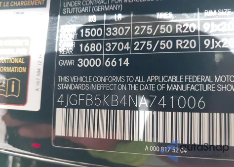 2022 Mercedes-Benz Gle 450 4Matic from USA, damaged, VIN 4JGFB5KB4NA741006